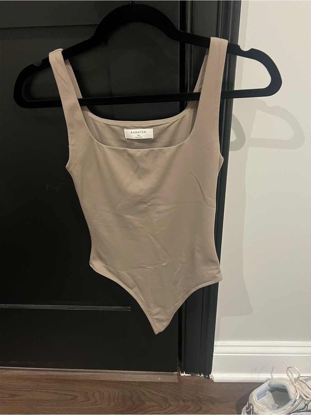 Babaton Neutral Taupe Square-Neck Bodysuit